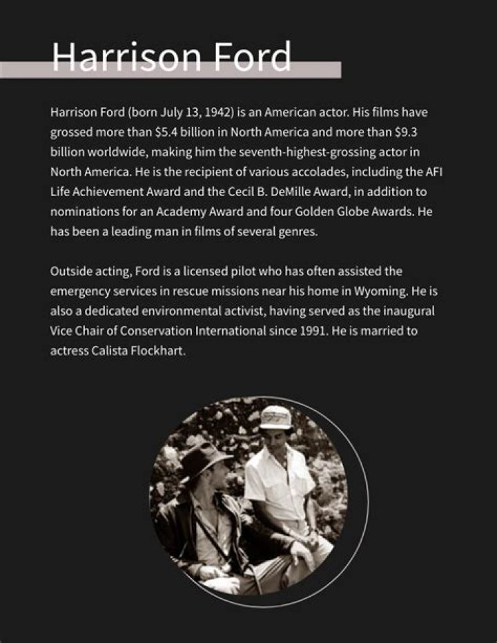 Harrison Ford Biography, Age, Height, Wife, Net Worth, Family